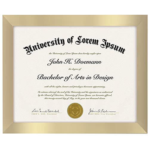 Americanflat 8.5x11 Diploma Frame in Gold with Shatter Resistant Glass - Horizontal and Vertical Formats for Wall and Tabletop Americanflat 8.5x11 Diploma Frame in Gold with Shatter Resistant Glass - Horizontal and Vertical Formats for Wall and Tabletop