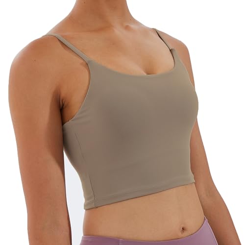 Image of Women's Strappy Stretch Sports Bra Longline Yoga Tank Top Fitness Bra Workout Camisole Crop Tops for Teen Girl
