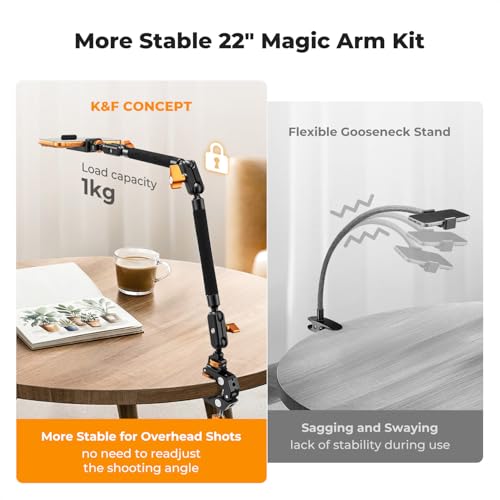 Image of K&F CONCEPT 22 inch Desk Magic Arm Clamp for Monitor, LED Light, Webcam, Action Camera