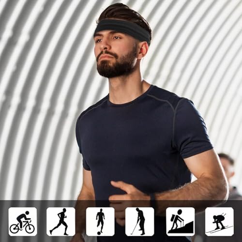Image of Workout Headbands Non Slip Headband Sport Headbands Sweatbands Elastic Sport Hair Bands for Sports Travel Indoor Fitness Gym