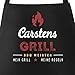MoonWorks® Personalisierte Grill-Schürze für Männer mit Name BBQ Meister Meine Regeln Baumwoll-Schürze Küchenschürze schwarz Unisize