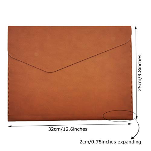 Enyuwlcm Pu Leather A4 File Folder Document Holder Waterproof Portfolio Envelope Folder Case With Invisible Magnetic Closure Brown #TOP1