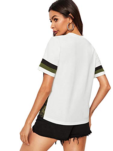 Floerns Women's Leopard Print Color Block T Shirts Short Sleeve Round Neck Tee Tops2