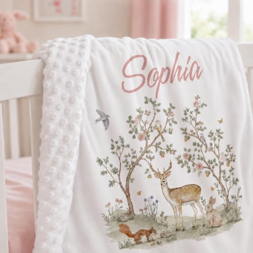 Image of Personalized Baby Blanket for Girls, Custom Nursery Blanket with Name, 30 x 40 Inch Soft Minky Blanket for Baby Toddlers, Newborn Print 12