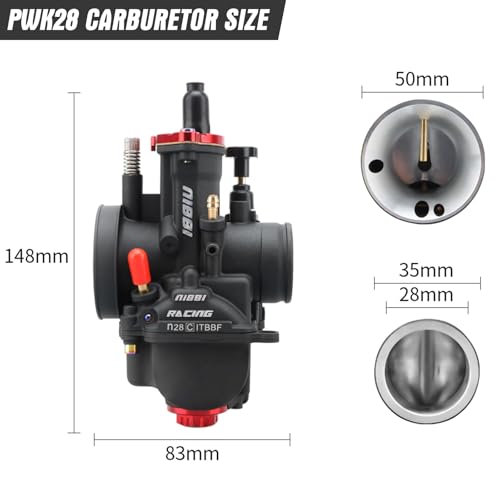 Image of NIBBI PWK 28mm Carburetor with Three Main Jets and One Pilot Jet of Performance Racing Carburetor for Replace Keihin or mikuni Carburetors