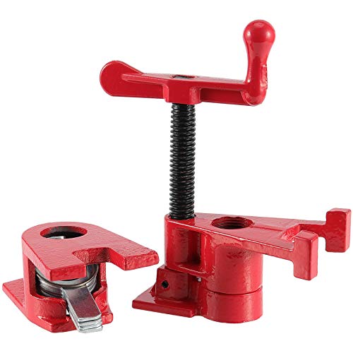 ZEONHAK 4 Pack 3/4 Inches Pipe Clamp, Wood Gluing Pipe Clamp Set, Heavy Duty Woodworking Cast Iron Clamp for Metalworking, Woodworking and Frame Assembly, Red