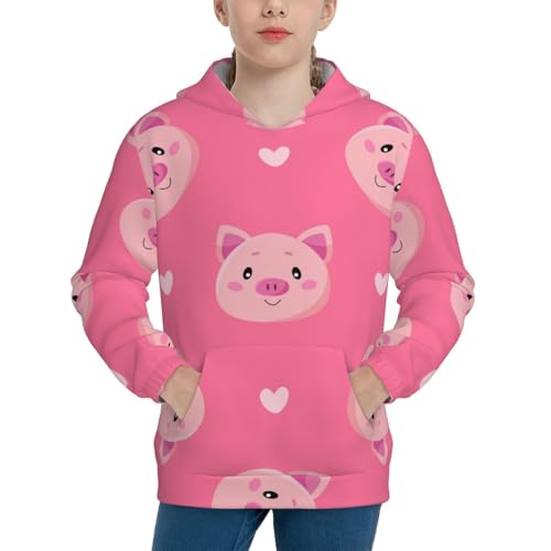 Cartoon Pigs and Hearts Kid Hoodies Boys Sweatshirts Girls Pullover with Pocket