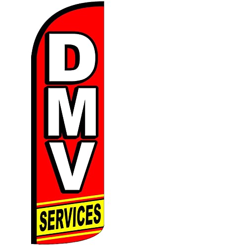 DMV SERVICES - Windless Swooper Flag Feather Banner Sign 3x11.5 ft Tall (Flag Only) rq