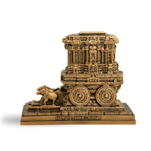Image of SILAII Hampi Stone Chariot Sculpture - 6 Inch Length Decorative Showpiece | Traditional Indian Temple Art Statue for Home & Office Decor