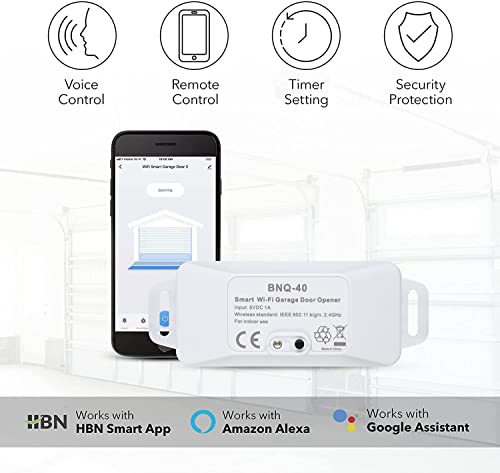 Hbn Smart Garage Door Opener - Connected Wifi Garage Door Control, Compatible With Alexa & Google Home Assistant, No Hub Needed White #TOP1