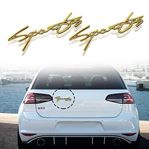 Lzaoa 2Pcs Sport Car 3D Metal Emblem Sticker, Gold Sport Logo Emblem Decals All Models Fender Trunk Emblem Vehicle Car Motorcycle Badge Decals (2022 Sport Gold) #TOP25
