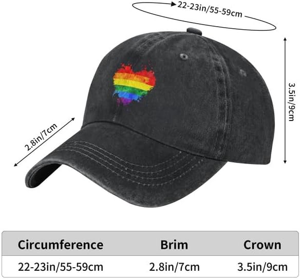 Rainbow Heart Baseball Cap LGBT Gay Pride Adjustable Cotton Trucker Hat - Image 8