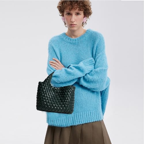 Image of Woven Tote Bag for Women with Coin Purse, Foldable Chain Small Crossbody Handbags, Fashion Shoulder Bag, Hobo Satchel