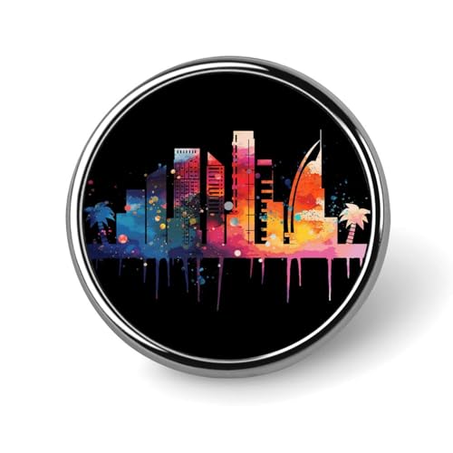 Pines de acuarela de ciudad botones de estado insignias artísticas de la capital