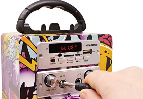 DYNASONIC - (3rd Gen) Portable Bluetooth Speaker with Karaoke Mode and Microphone, FM Radio and USB SD Reader (Model 12)