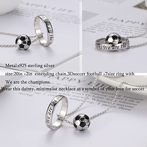 image for ZOEXUE Soccer Ball Necklace for Girls Boys: Sterling Silver 3D Soccer 