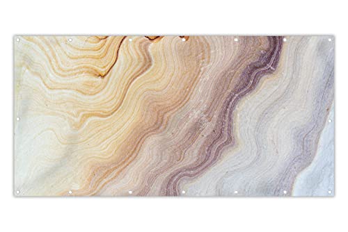 MuchoWow® Balkon Sichtschutz Sichtschutzmatte Balkonbanner Abdeckung für Terrasse Balkon Windschutz Blickdicht Wetterfest 200x90 cm Marmor - Textur - Sandstein - Gold - Marmoroptik