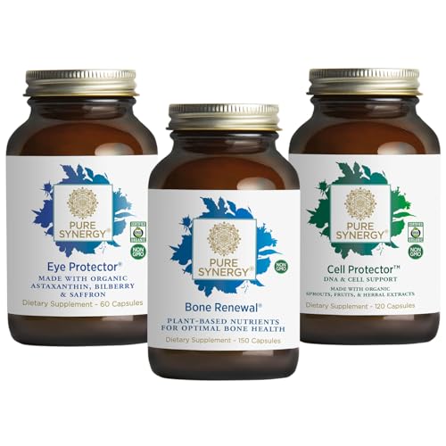 PURE SYNERGY Vibrant Aging Bundle | for Bone Health with Calcium, Magnesium, and K2 | for Eye Health with Astaxanthin | Cellular Support Supplement with Selenium | Non-GMO and Vegan