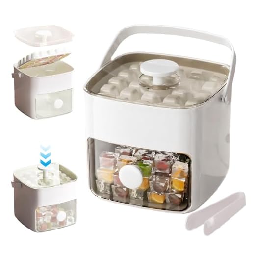 Bac à Glaçons pour Congélateur Avec Récipient, Bac à Glaçons pour Fabriquer 48 Glaçons, Bac à Glaçons pour Congélateur, Machine à Glaçons, Facile à Presser pour Libérer Glace (Blanc)