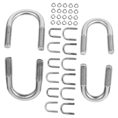 Veemoon 16pcs Assorted U-Bolt Nuts Stainless Steel U-Bolt Fastener for Boat Trailer Heavy Duty Hardware Easy Install