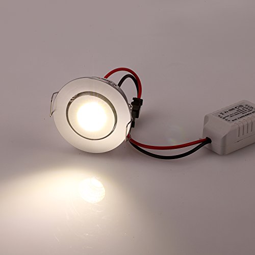 Image of Pack of 10 3W COB Mini LED Downlights Kit Eyeball Under Cabinet Recessed Ceiling Light Fixture + Driver 3000K for Living Room Closet Kitchen Accent Lighiting