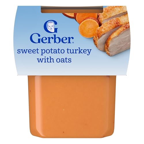 Gerber Stage 2 Baby Food, Sweet Potato Turkey with Oats Puree Tub, Nourishing Blends, No Added Colors or Flavors, Baby Puree, 2-Pack