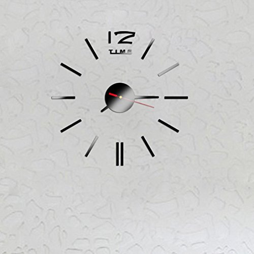 Alarm Clock,DIY 3D Wall Clock- Self Adhesive Interior Wall Sticker Decor-Digital Atomic Projection