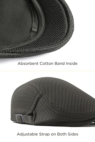 Babeyond Men's Mesh Flat Cap Breathable Summer Newsboy Hat Beret Cabbie Ivy Hat Gatsby Newsboy Hat For Driving Hunting Gray #TOP2