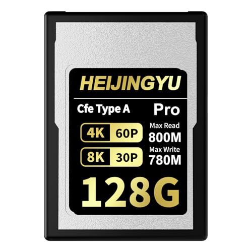 HEIJINGYU 128GB CFexpress Type A High Performance Memory Card Professional Grade Up to 800MB/s Read Speed and 780MB/s Write Speed for 4K 120P 8K 30P Recording for Sony Alpha & FX Cameras