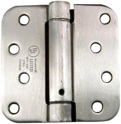 Self Closing Spring Door Hinges Satin Nickel 4 Inch - 5/8 Radius 4-Pack