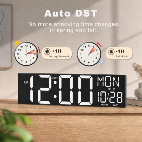 Image of JALL 30 inch Giant Digital Wall Clock, Extra Large LED Clock with Remote, Huge Wall Clock with Jumbo Numbers for Living Room, White
