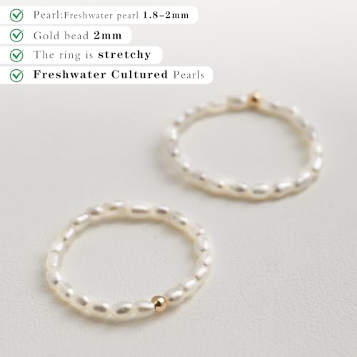 14K Gold Filled ring, dainty stackable handpicked premium 1.8-2mm cultured freshwater pearl ring women's2