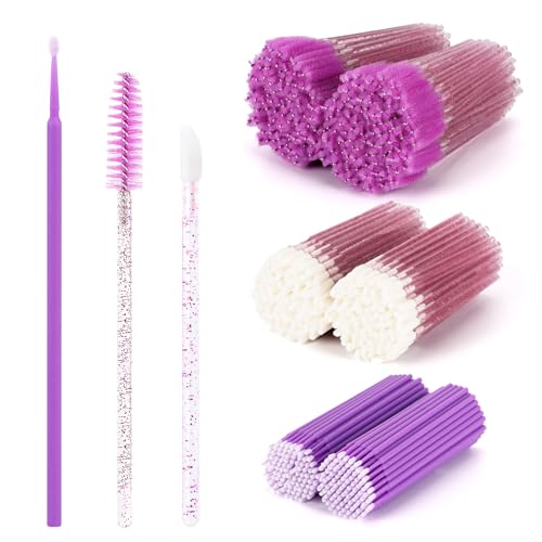 Aplicadores desechables de pestañas y labios morados: kit de 600gupillones y microhisopos