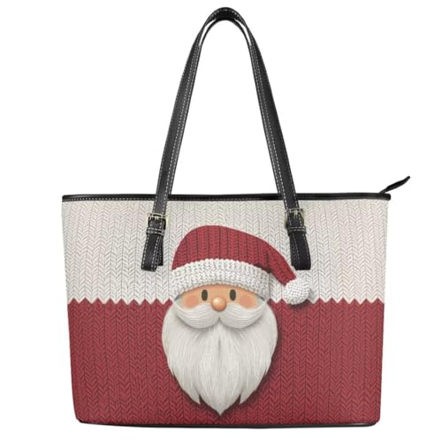 Image of Coldinair Christmas Leather Tote Bag for Women with Zipper Large Shoulder Tote Bag Shopping Casual Travel Bag Handbag Purse
