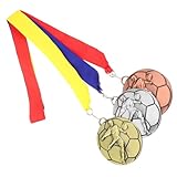 HONMEET 3 Piezas Medallas de Fútbol Metálicas Delicadas para Competición de Bronce Antiguo Cobre Antiguo para Eventos Deportivos y Maratones