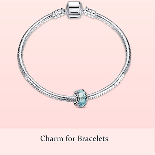 Mitsoku Winter Blue Snowflake Murano Charm Pendants Beads For Bracelets Necklaces 925 Sterling Silver Christmas Charms Jewelry Gift For Women Girls. #TOP3