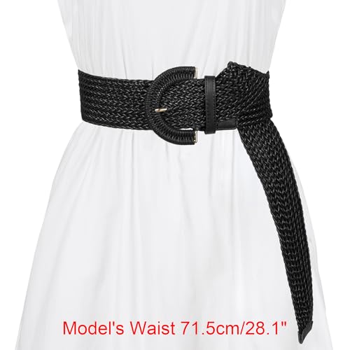 Allegra K Womens Plus Size Extra-Wide Woven Waist Belts Braided Belts for Dress Chunky Buckle4