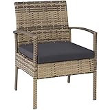 Poly Rattan Sitzgruppe Gartenset mit 2 Stühlen Bank Tisch mit Glasplatte - 7