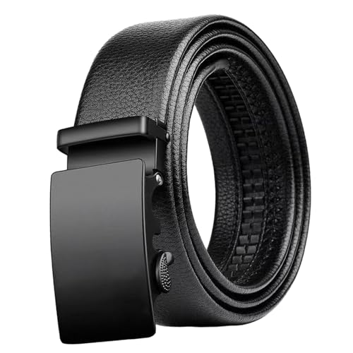 jojomis Automatic Ratchet Belt for Men Faux Leather Casual Business Dress Belt with Adjustable Buckle 1.6 Inches Wide Black- Style C