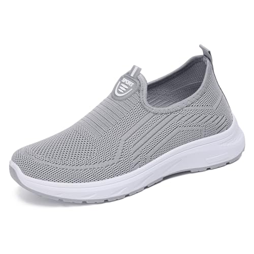 Zapatos de mujer Suela gruesa Zapatillas de cuña de malla de moda Zapatos casuales transpirables, gris, 36 EU Ancho