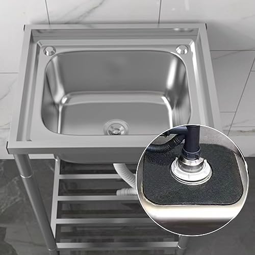 Évier en acier inoxydable à cuve simple avec support de lavage stable - 4