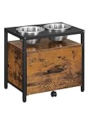 Feandrea Gamelle surélevée pour chiens de grande taille, gamelle avec support et tiroir, station d'alimentation, 2 bols, 39 cm de haut, marron vintage/noir PRB101X01V1