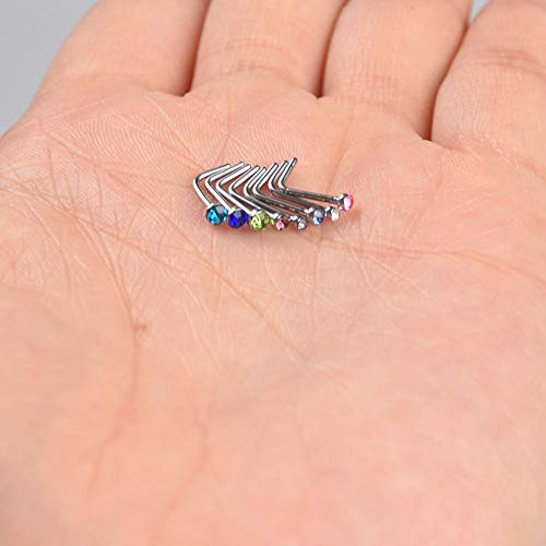 Smuobt 120Pcs 22G L Shaped Stainless Steel Nose Studs Rings Piercing Pin Body Jewelry 1.5Mm 2Mm 2.5Mm A Set White And Colour #TOP5