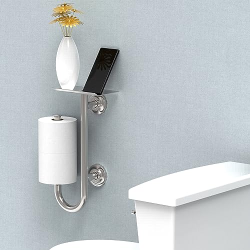 AquaChase 3-in-1 Toilet Safety Grab Bar with Built-in Tissue Paper Holder and Phone Shelf, for 2 Mega Rolls, 250lbs Weight Support When Mounted in Stud, Chrome Right-Hand
