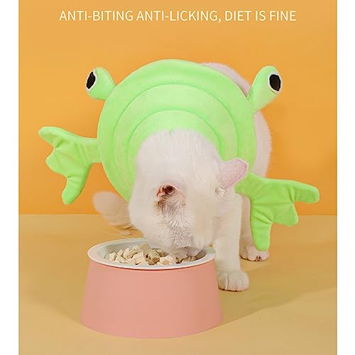Image of MANON ROSA Cat Cone E-Collar: Soft After Surgery Elizabethan Collar Adjustable Cute Animal Design for Dogs Cats Puppies Kittens Rabbits Bunnies Prevents Licking (Frog,L)