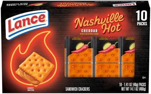 Lance Nashville Hot Cheddar Sandwich Crackers, 10 Count 1.41 Oz
