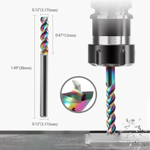 Trvoxviq US3L3125 1/8 Inch Shank Square Nose End Mill For Aluminum - 3-Flute Cnc Spiral Router Bits Solid Carbide Milling Cutters With Dlc Coating, U-Type Design Cnc Bits thumb #1