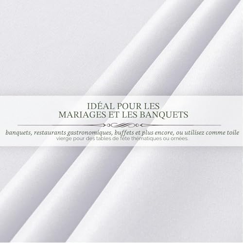 Nappe en polyester blanc 153x260 cm pour table rectangle de réception (lot de 10) - 5