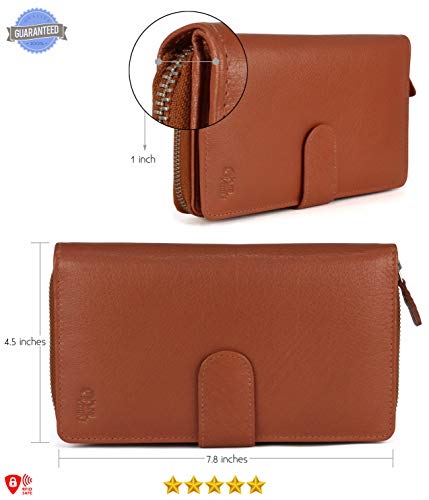 Image of Big Fat RFID Blocking Leather Organizer Checkbook Wallets For Women - Clutch