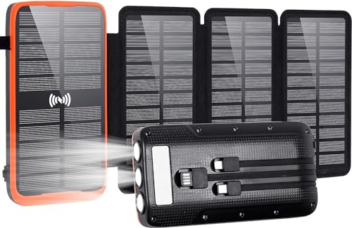 Radio Bluetooth FM AM Radio Solaire 30000mAh - 8 En 1 Urgence : Bluetooth, Lampe, SOS, Power Bank, FM/AM, Boussole Kit De Survie
